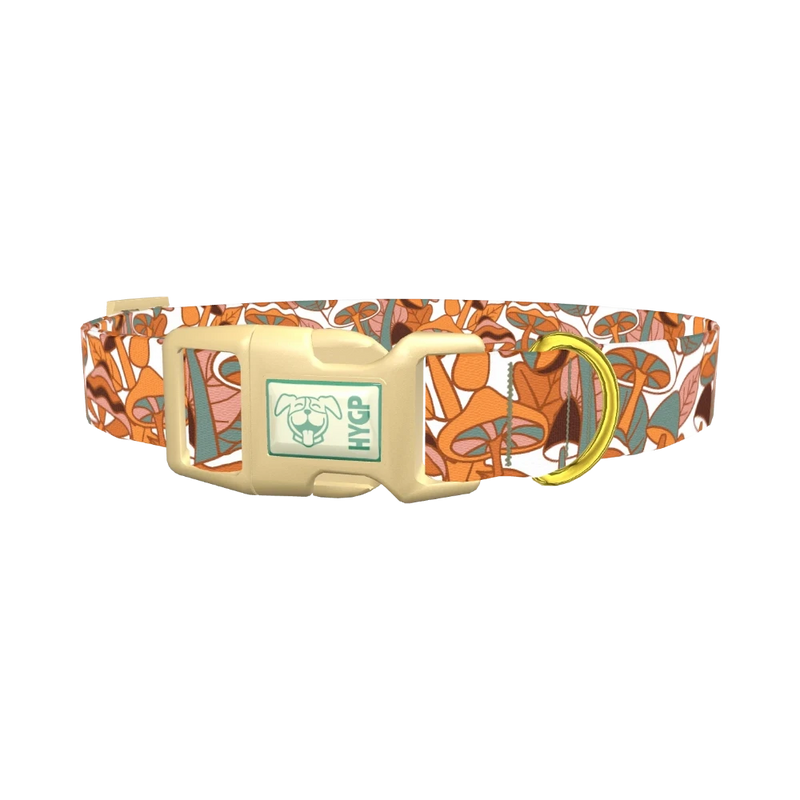 Forest Mushroom Dog Collar - plastic gold