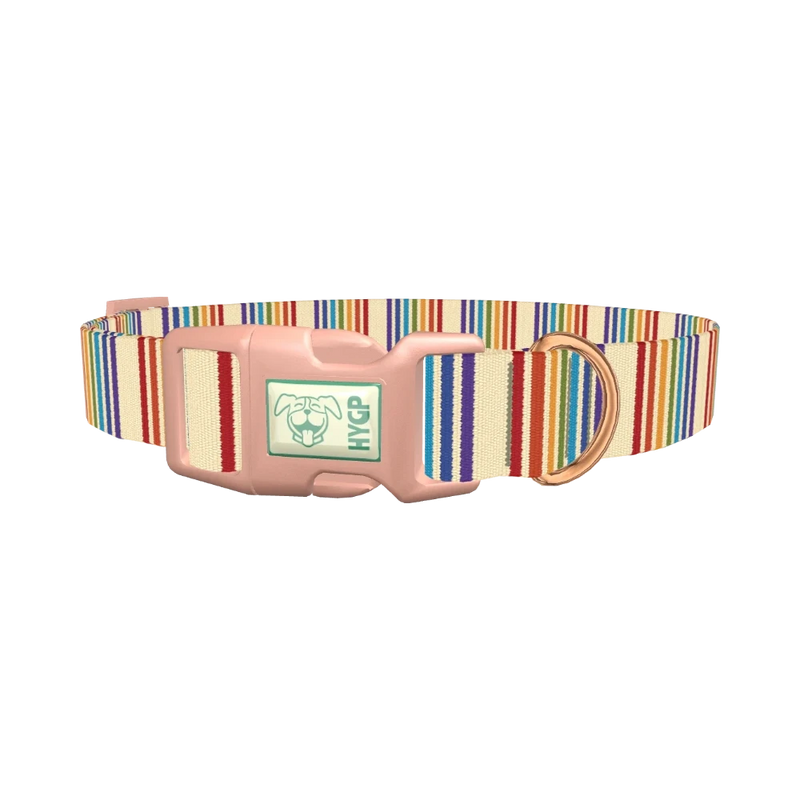 Rainbow Stripe Dog Collar - plastic rose gold