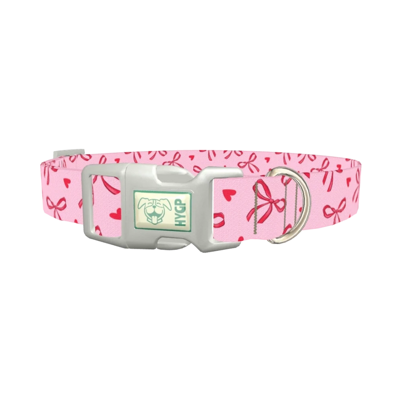 Valentine Bow Dog Collar - plastic silver