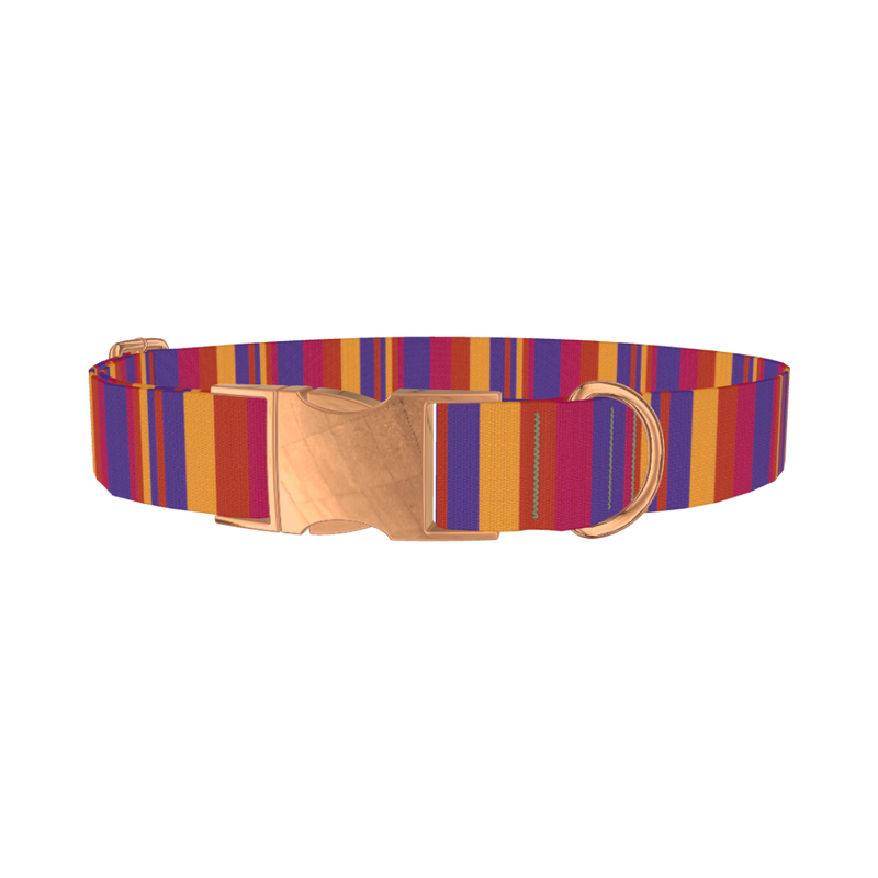 Hexagon Stripe Dog Collar - metal rose gold