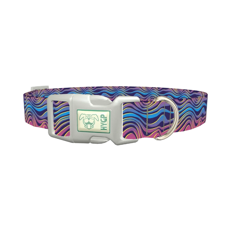 Groovy Wave Dog Collar - plastic silver