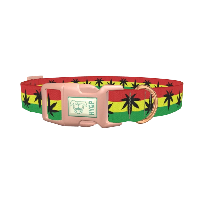 Rasta Leaf Dog Collar - plastic rose gold