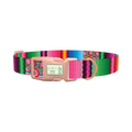 Mexican Floral Stripe Dog Collar - plastic rose gold