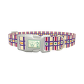 Geometric Grid Dog Collar - plastic silver