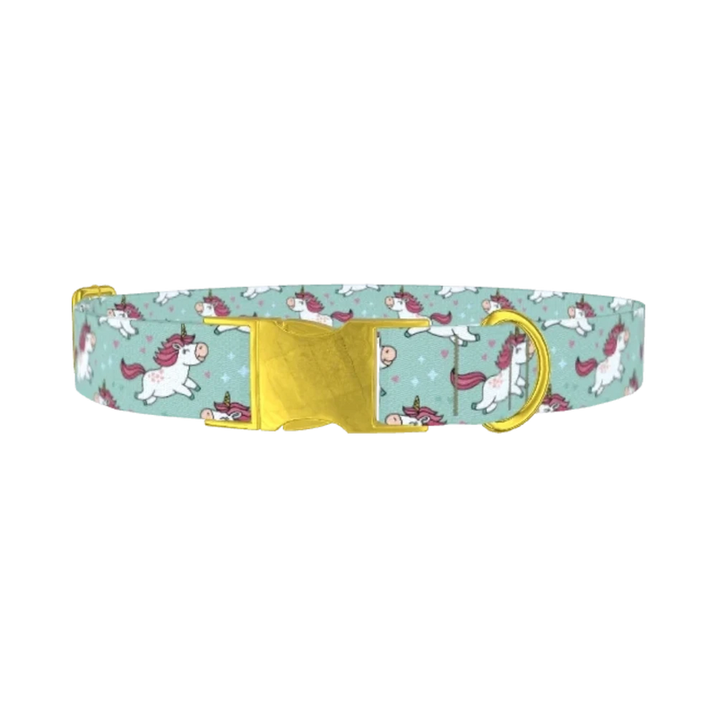 Unicorn Fantasy Dog Collar - metal gold