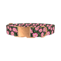 Floral Wild Rose Dog Collar - metal rose gold