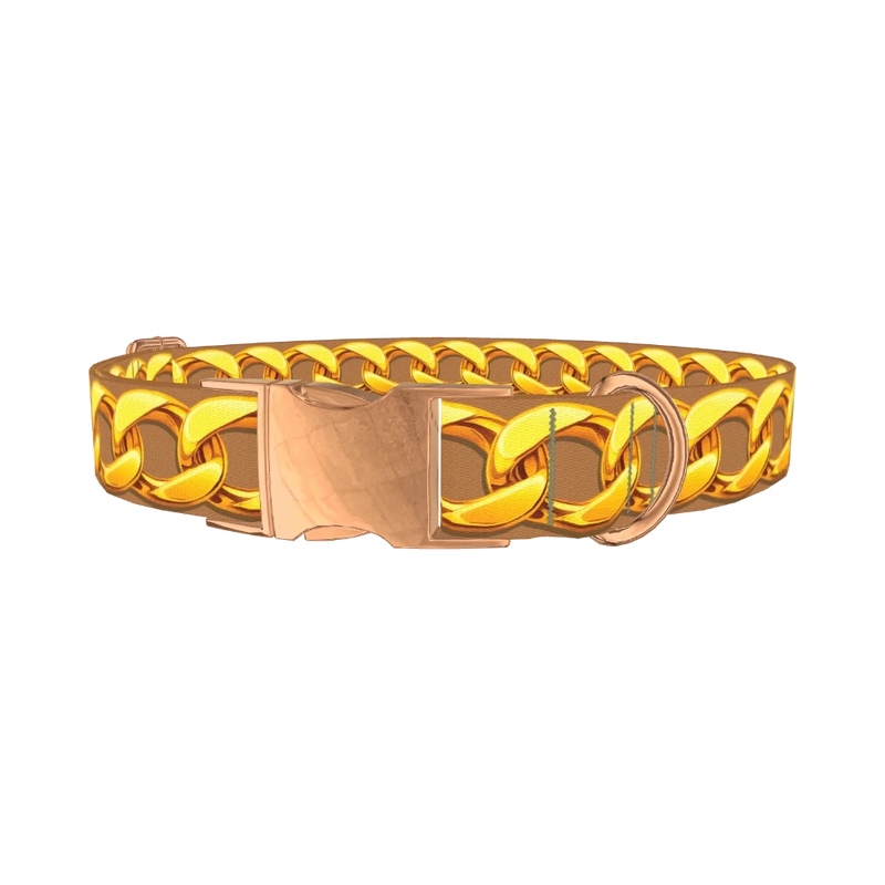 Golden Chain Link Dog Collar - metal rose gold