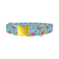 Flamingo Print Dog Collar - metal gold