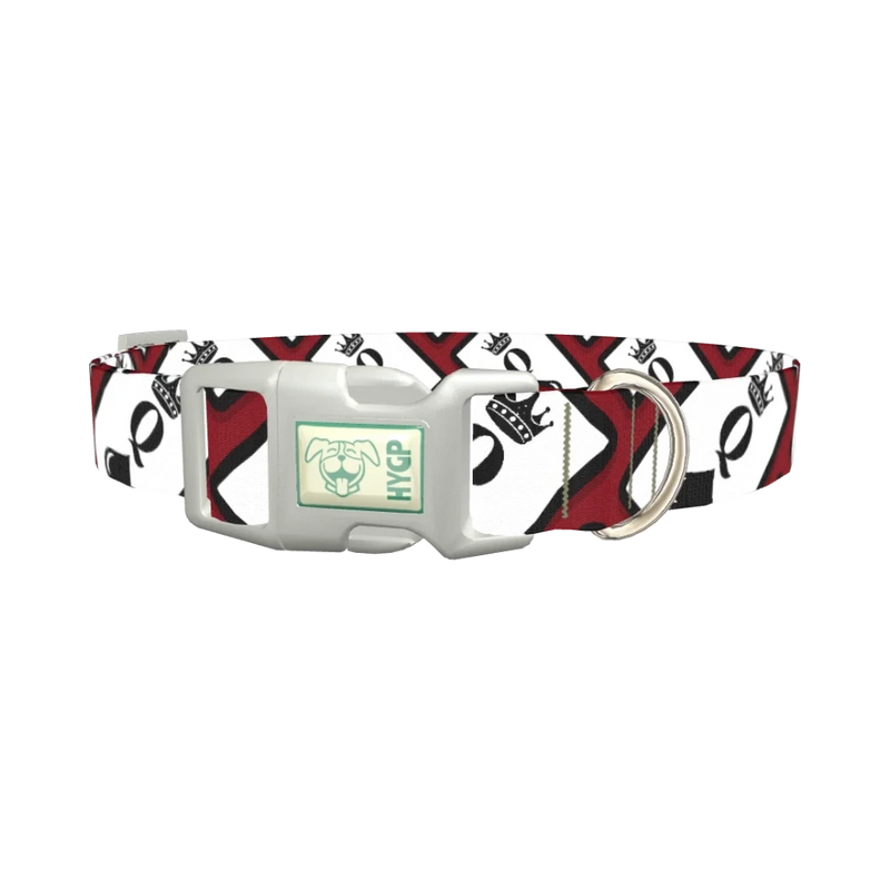 Red Playing Card Dog Collar - plastic silver