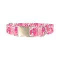 Pink Paint Splatter Dog Collar - metal silver