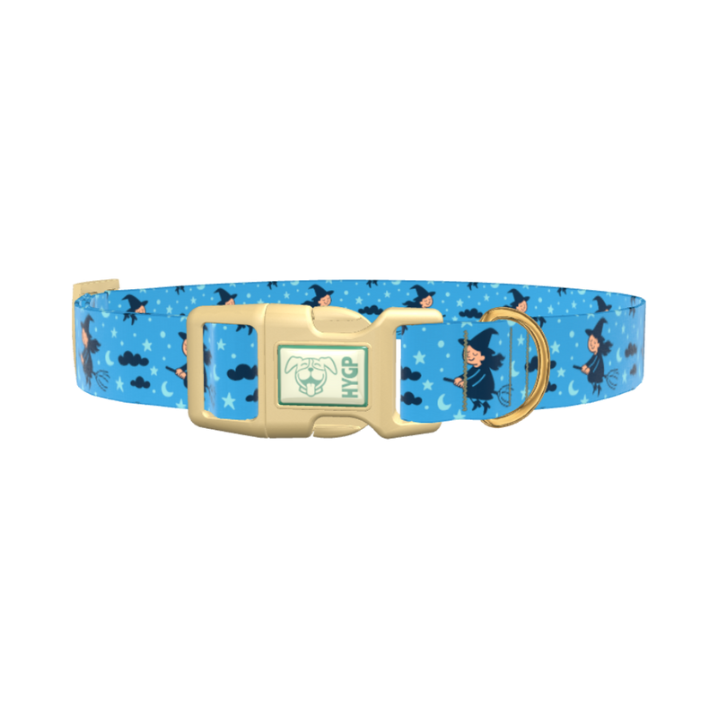 Blue Witch Sky Dog Collar - plastic silver
