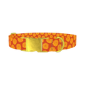 Orange Marigold Pattern Dog Collar - metal gold