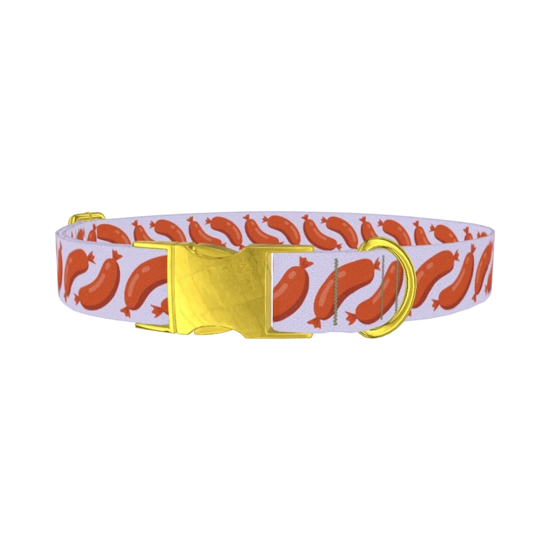Playful Sausage Dog Collar - metal gold