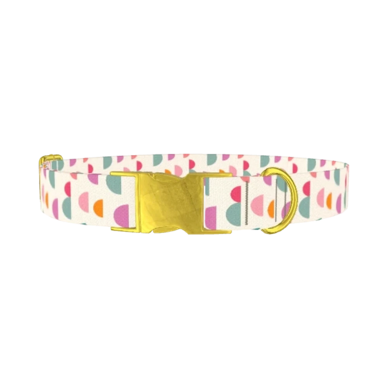 Geometric Pattern Dog Collar - metal gold