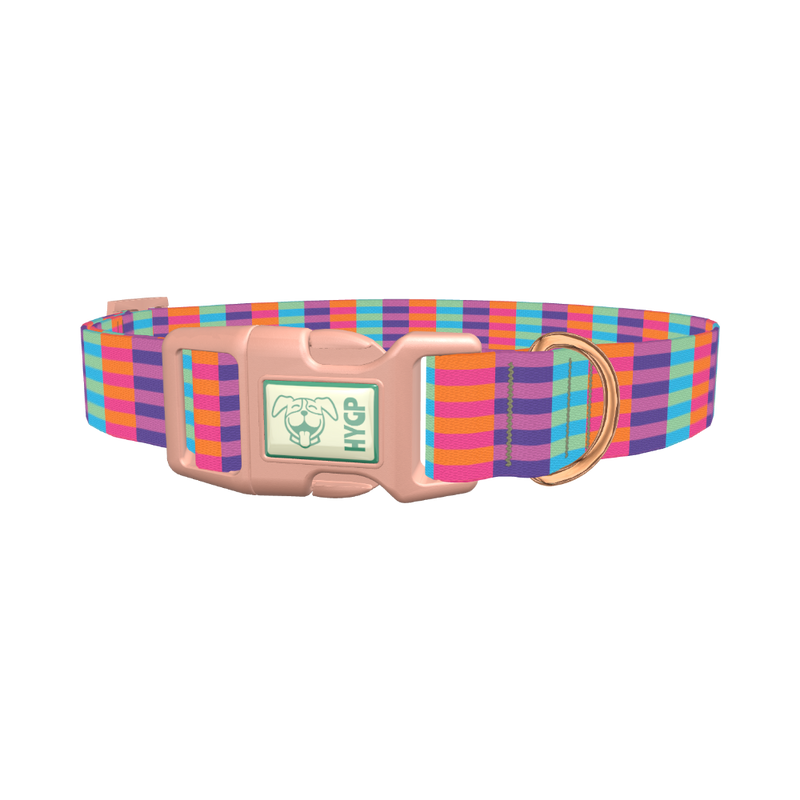 Color Block Stripes Dog Collar - plastic rose gold