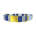 Navy Stripes Dog Collar - metal gold