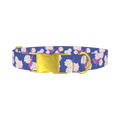 Blue Hydrangea Pattern Dog Collar - metal gold