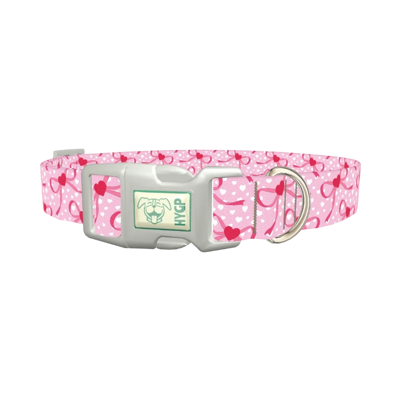 Pink Ribbon Heart 8870522388695 Dog Collar - plastic silver