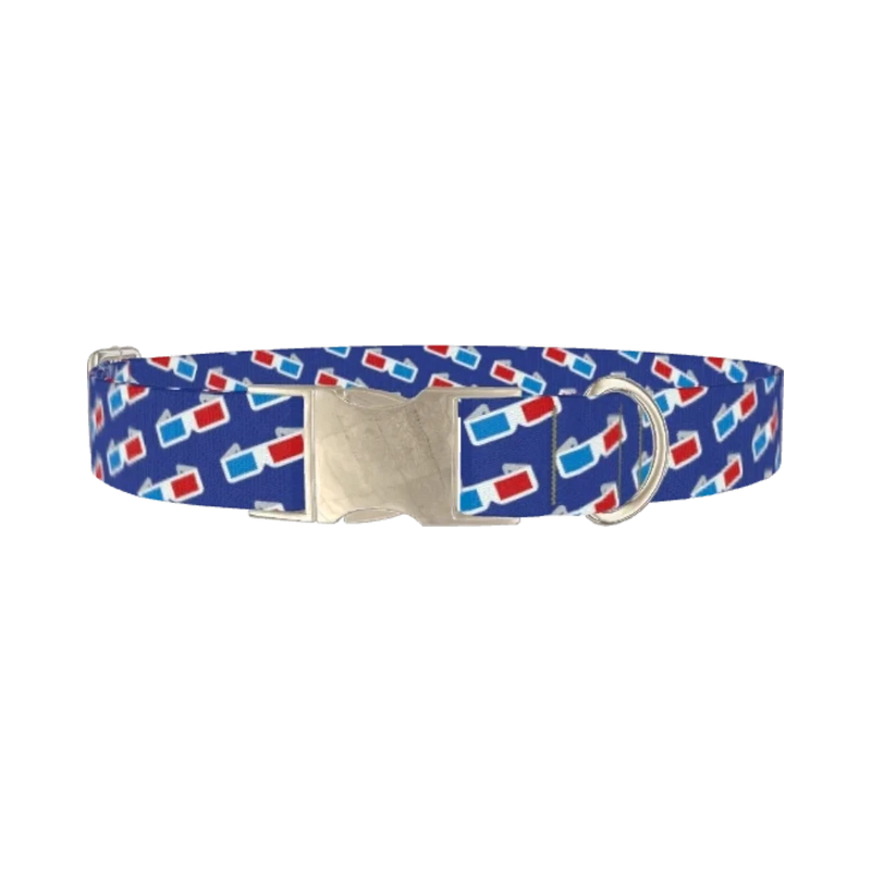 Cinema Glasses Dog Collar - metal silver