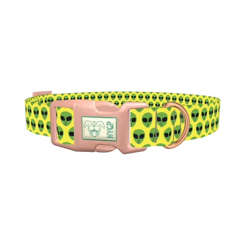 Alien Faces Dog Collar - plastic rose gold