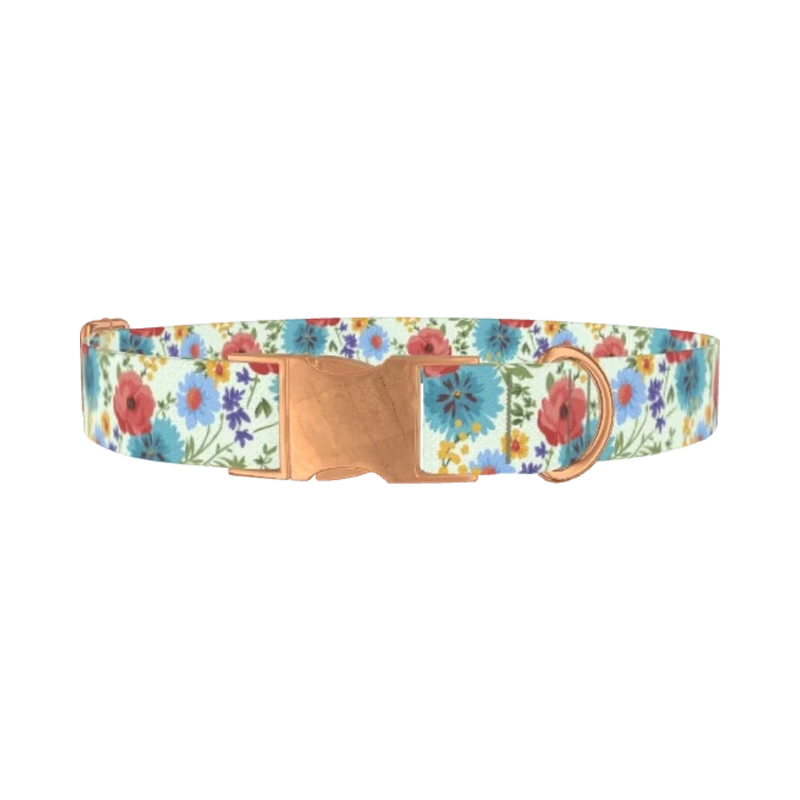 Floral Garden Dog Collar - metal rose gold