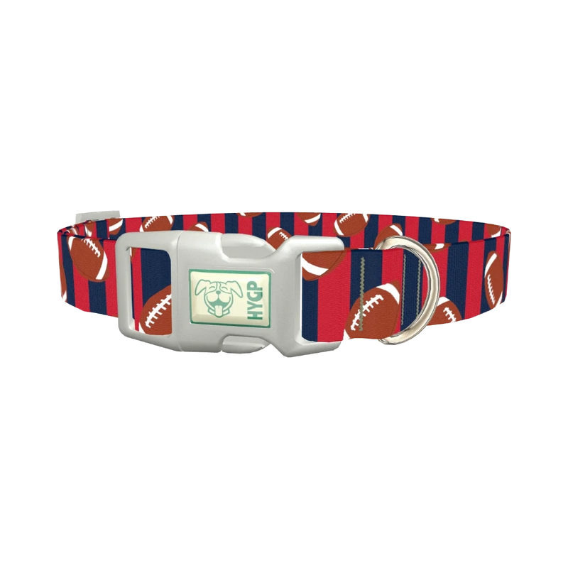 Patriotic Football Dog Collar - plastic silver