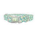 Teal Polka Dot Daisy Dog Collar - plastic silver