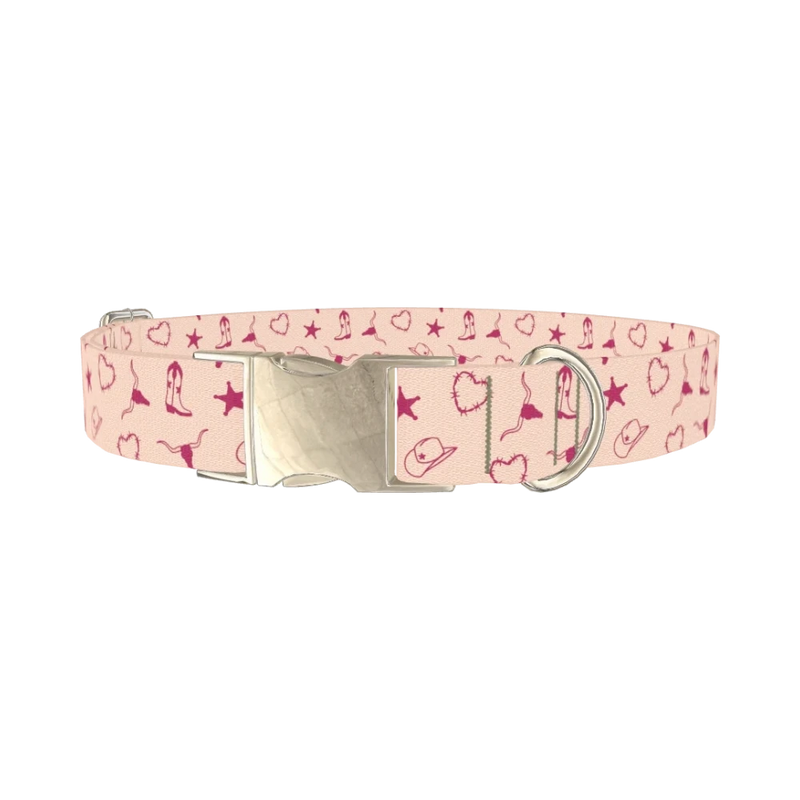 Cowboy Heart Dog Collar - metal silver