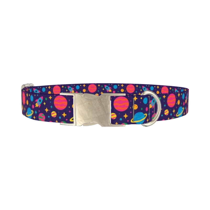 Cosmic Space Dog Collar - metal silver