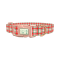 Red Green Checkered Dog Collar - plastic rose gold