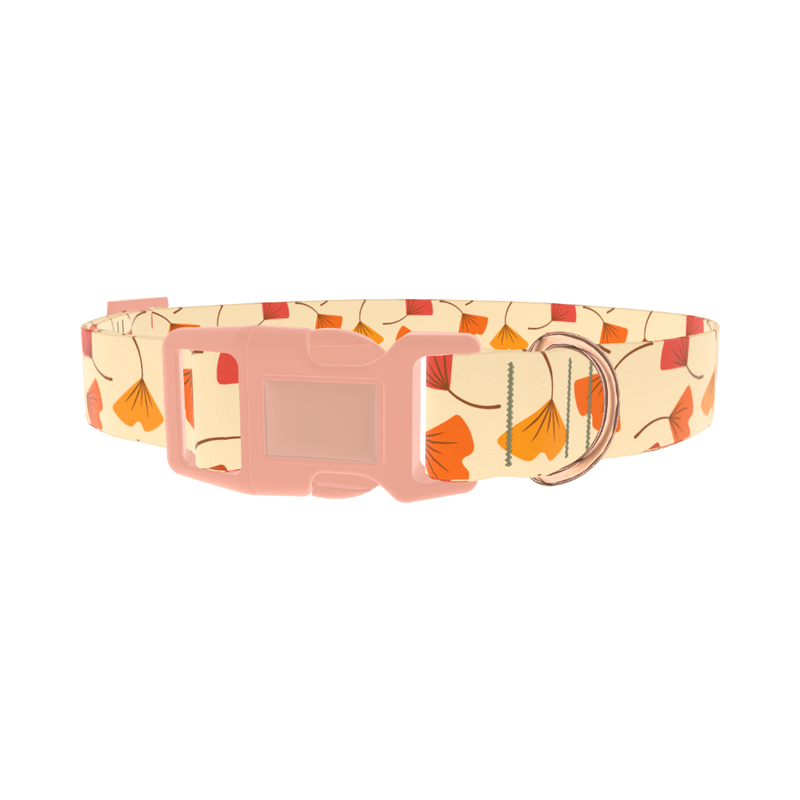 Ginkgo Leaf Pattern Dog Collar - plastic rose gold