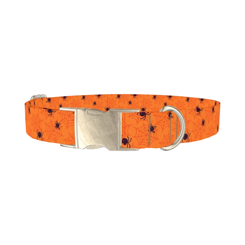 Halloween Spider Dog Collar - metal silver