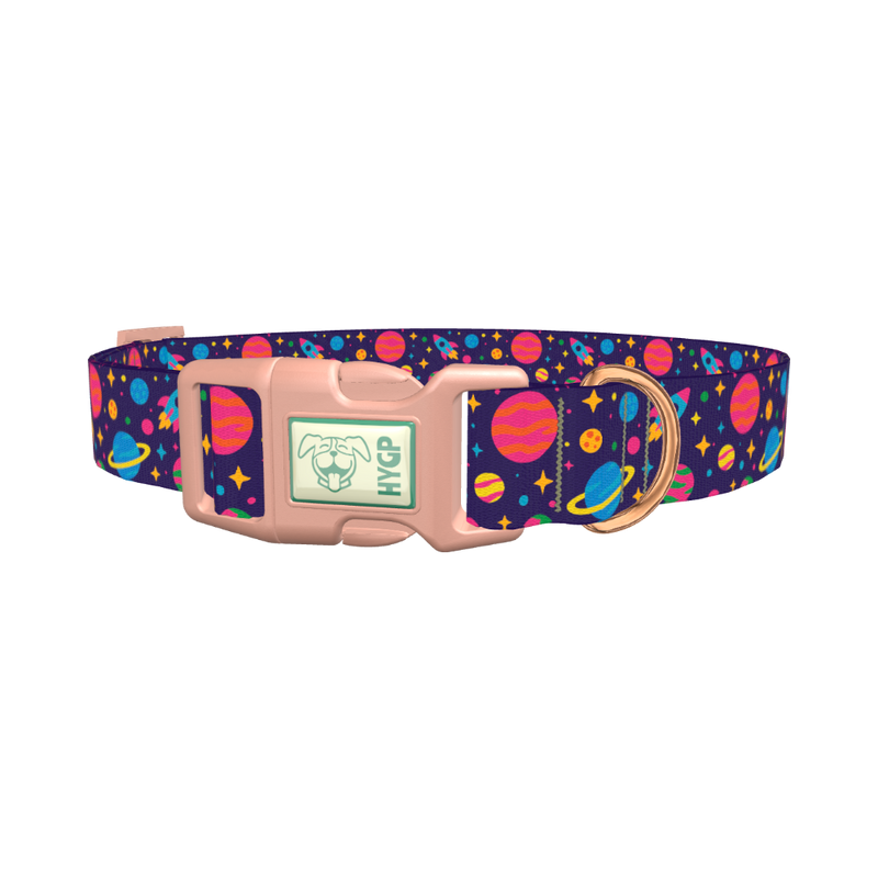 Cosmic Space Dog Collar - plastic rose gold