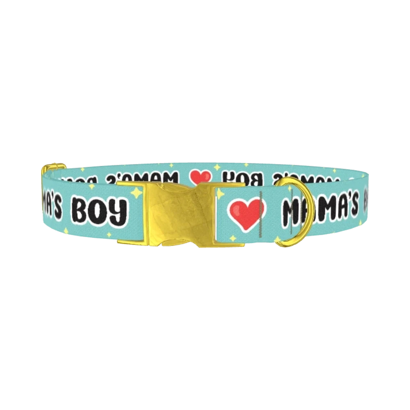 Mamas Boy Heart Dog Collar - metal gold