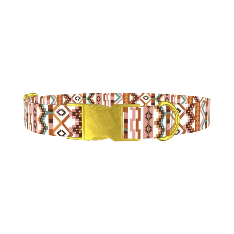Geometric Zigzag Dog Collar - metal gold