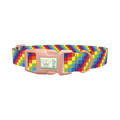 Rainbow Checkered Dog Collar - plastic rose gold