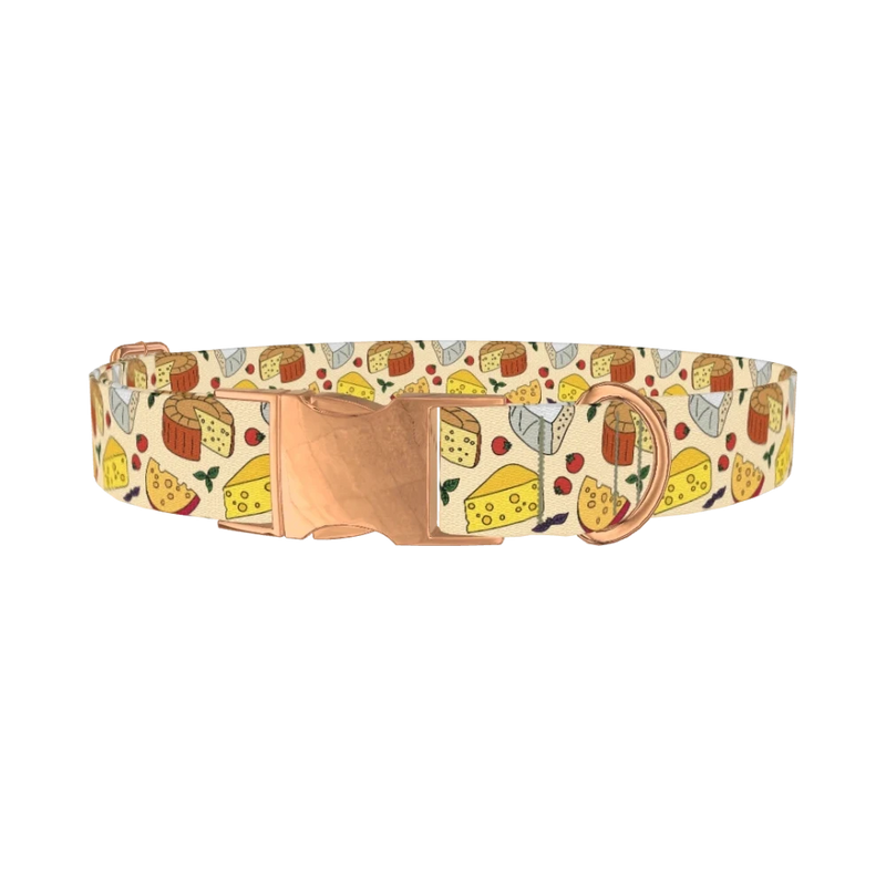 Cheese and Tomato Dog Collar - metal rose gold