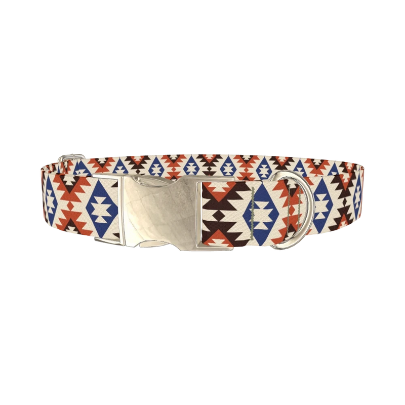 Aztec Star Dog Collar - metal silver