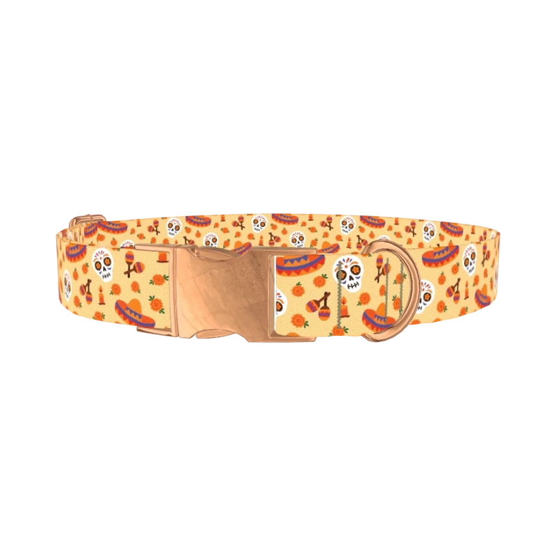 Dia de los Muertos Dog Collar - metal rose gold