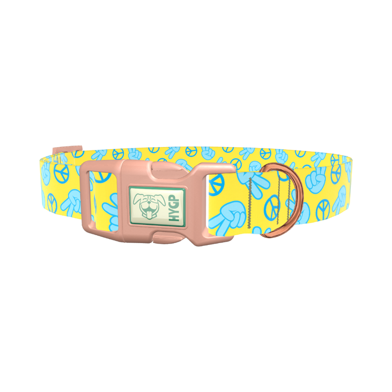 Peace Sign Dog Collar - plastic gold