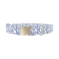 Geometric Blue Lines Dog Collar - metal silver