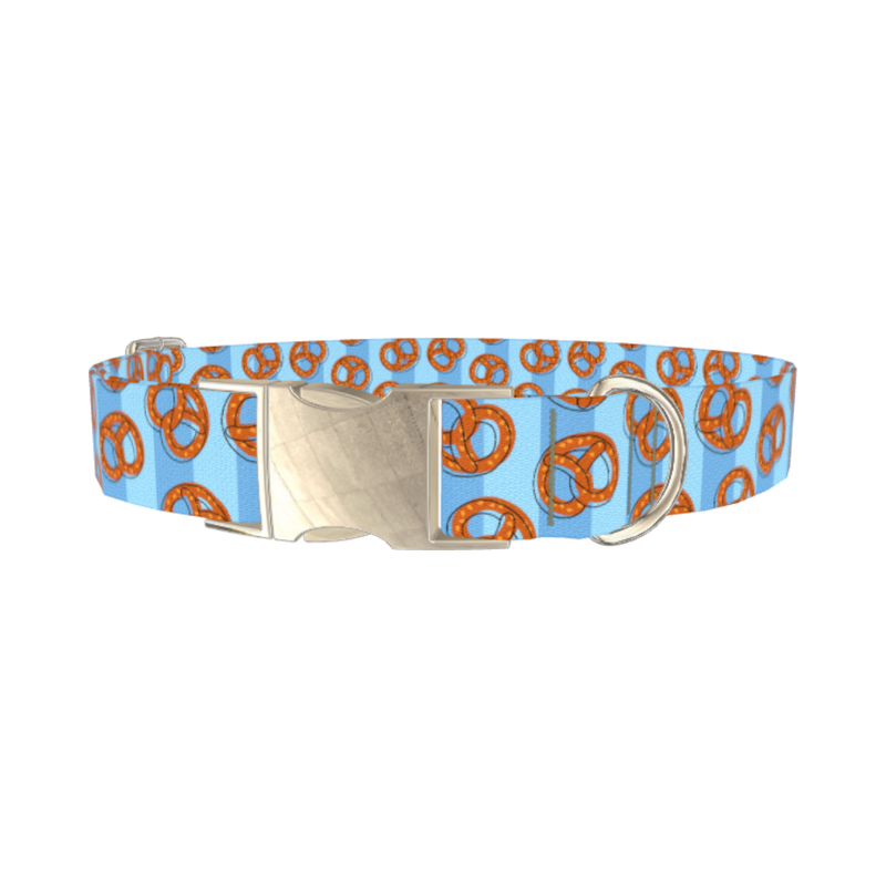 Pretzel Pattern Dog Collar - metal silver