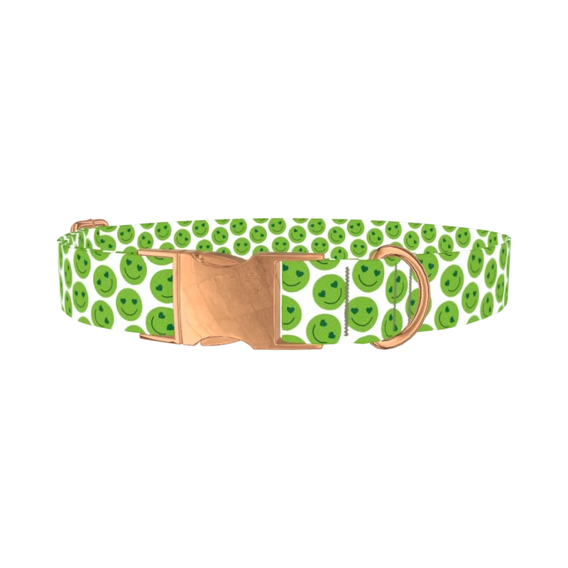 Smiley Face Dog Collar - metal rose gold