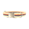 Retro Stripe Dog Collar - metal gold