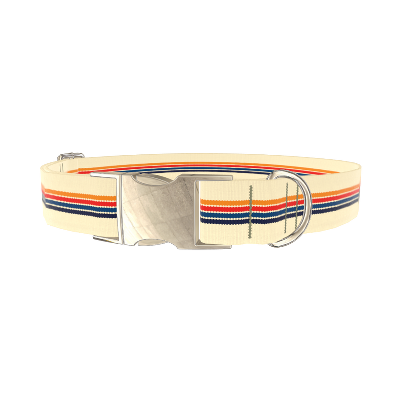 Retro Stripe Dog Collar - metal gold