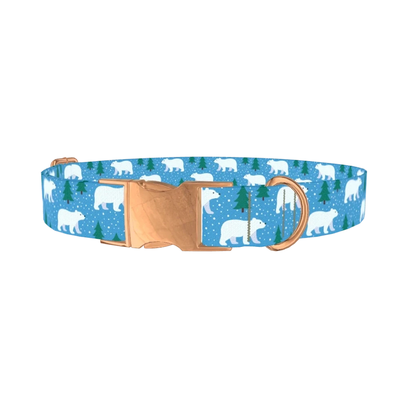 Winter Bear Dog Collar - metal rose gold