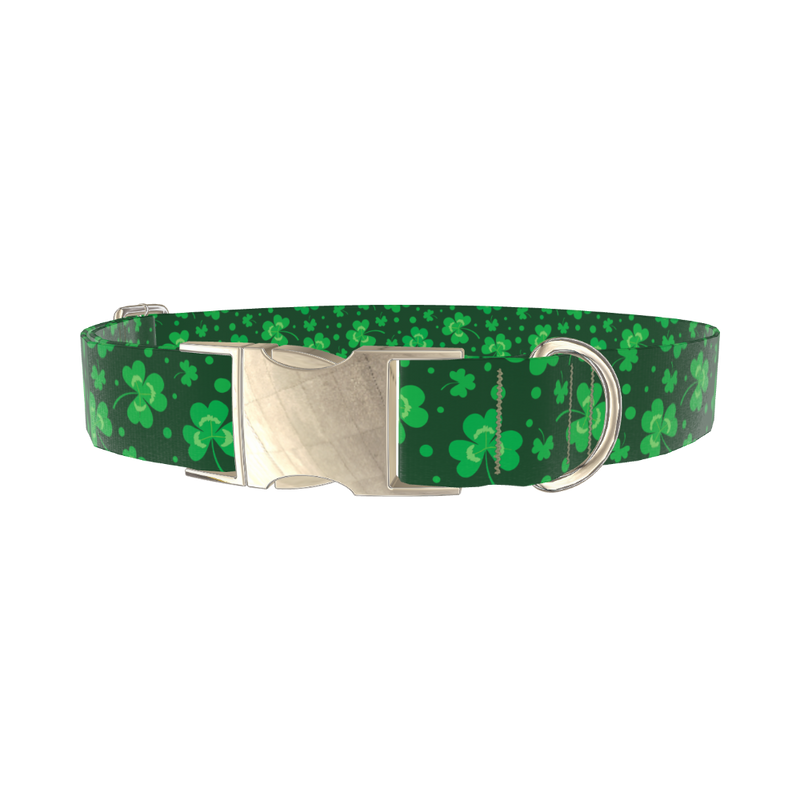 St. Patrick's Clover Dog Collar - metal gold