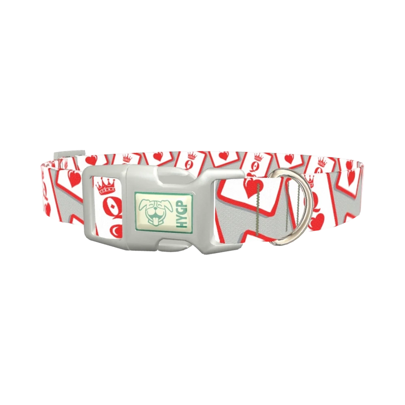 Queen of Hearts Dog Collar - plastic silver