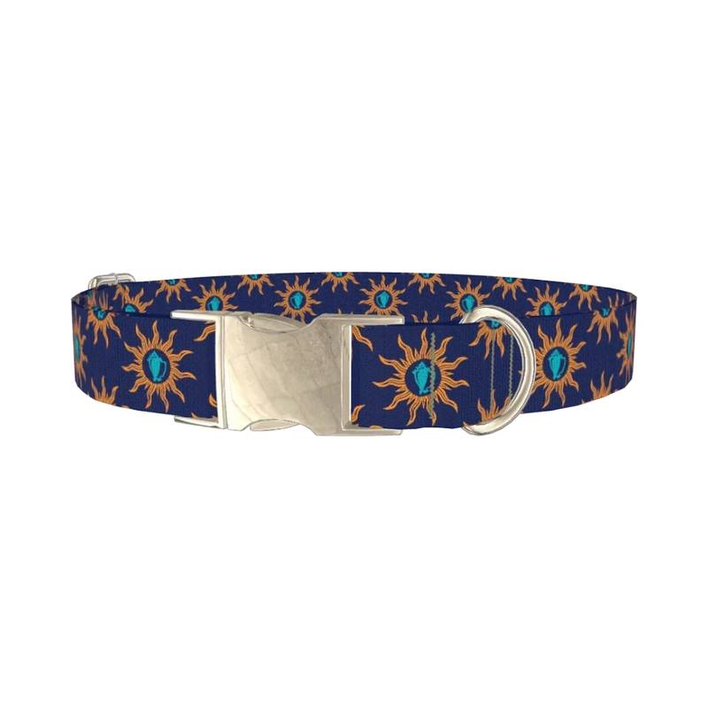 Sunburst Conch Dog Collar - metal silver