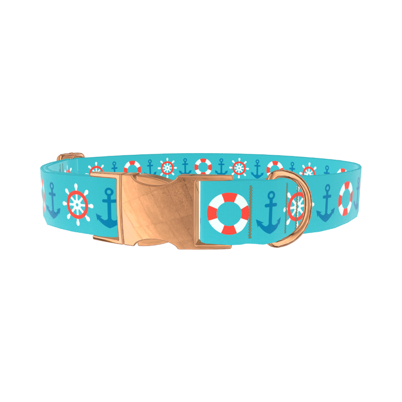 Nautical Anchor Dog Collar - metal silver